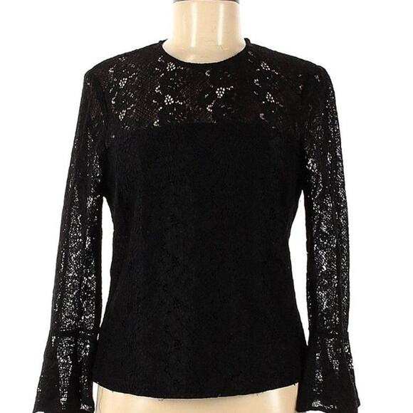 Lulus Women's Black Lace Bell Sleeve Blouse – Size Medium, Excellent Condition - Picture 4 of 9
